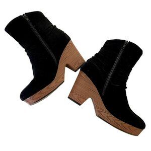 Pierre Dumas Ponce‎ Ankle Boot Black Platform Heel Size 6.5 Retro 70's Chic